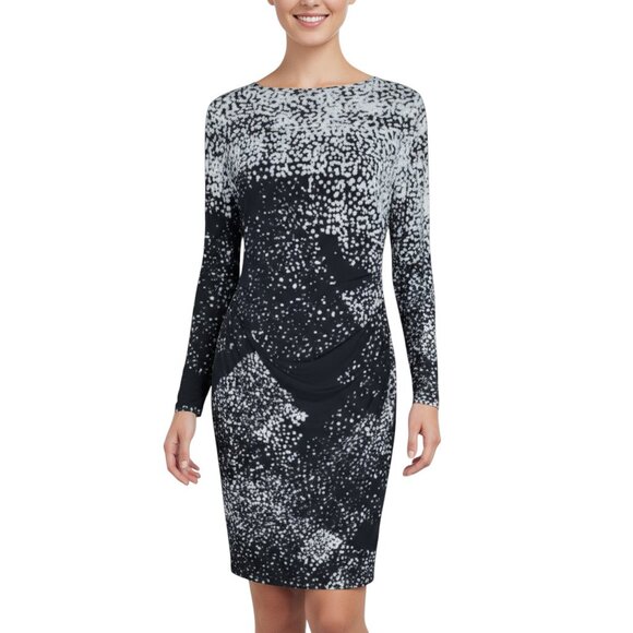 American Living Women's Black and White Splatter Print Sheath Dress - Size 16 - Picture 1 of 10